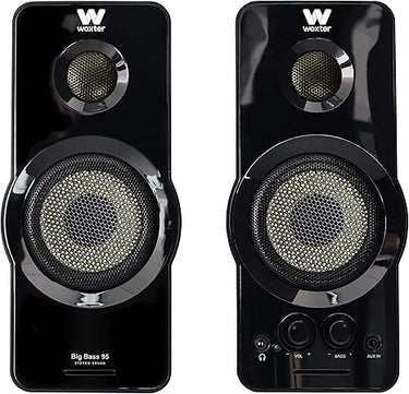 Woxter Big Bass 95 RGB - Altavoces Multimedia Estéreo, 20W, Potentes, conexión 3,5mm, iluminación RGB, Botones y Conexiones AUX y Cascos en Parte Frontal, PC/Smartphones y videoconsolas